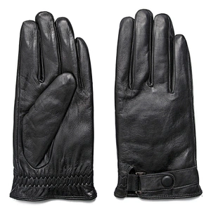 Mens Black Winter Warm Car Driving Goat Skin Leather Gloves for Male