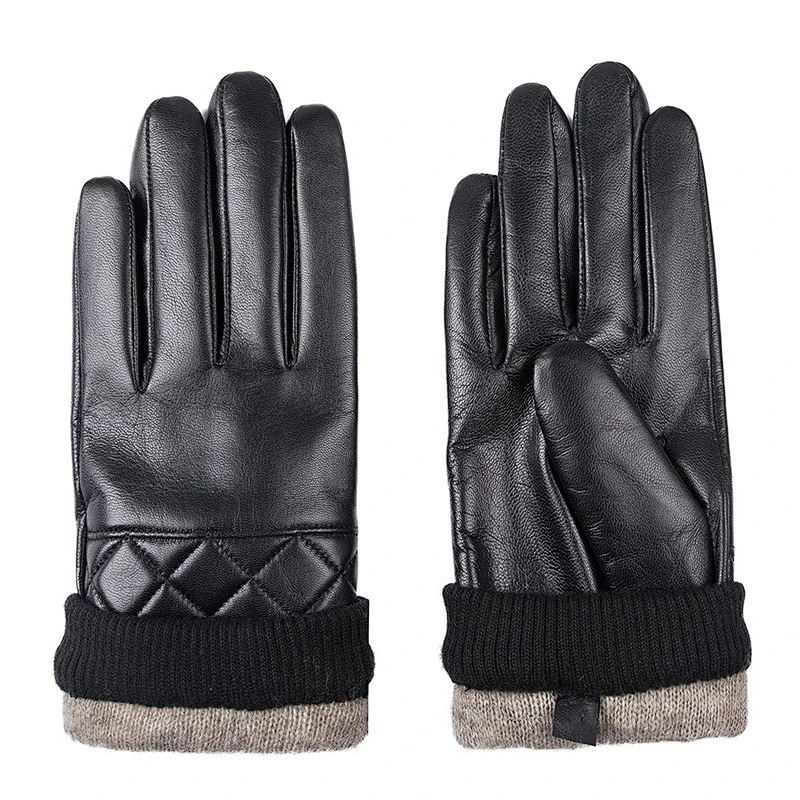 Men Custom Ethiopian Goatskin Dress Winter Warm Leather Glovesskin Black Brown Dress Leather Gloves for Car Driving