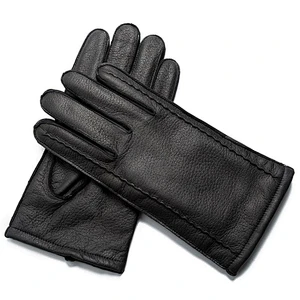 Ladies' Custom Made Luxury Real Rabbit Fur Cuff Leather Gloves for Winter