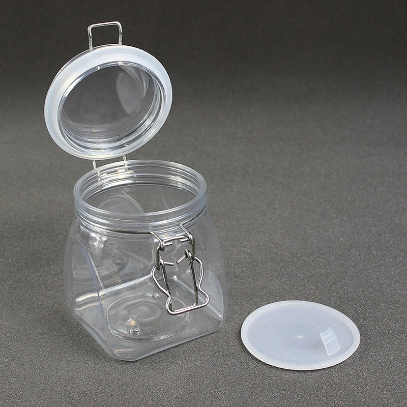 800ml 26-27oz  Can Food transparent dry food fruit PET plastic jar with  Plastic Lid