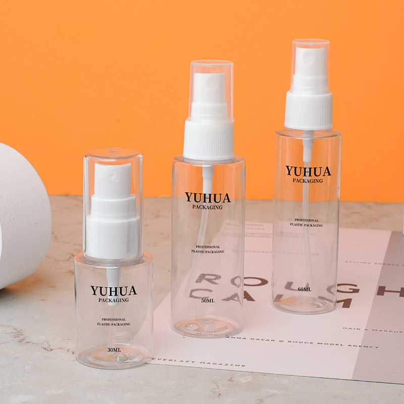 Customized 30ml 50ml 60ml clear plastic PET bottle sanitizer bottles plastic body care lotion bottle container OEM manufactory
