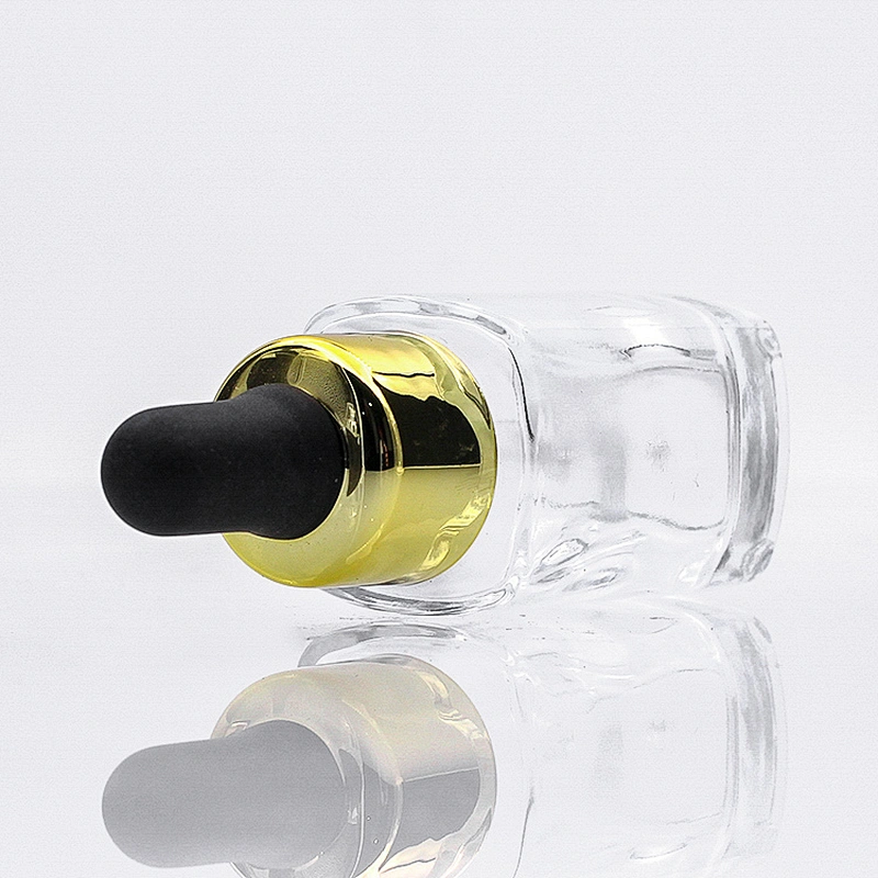 Skin Care Dropper Glass Bottle Empty Square 15ml Essence Face Serum Glass Dropper Bottle