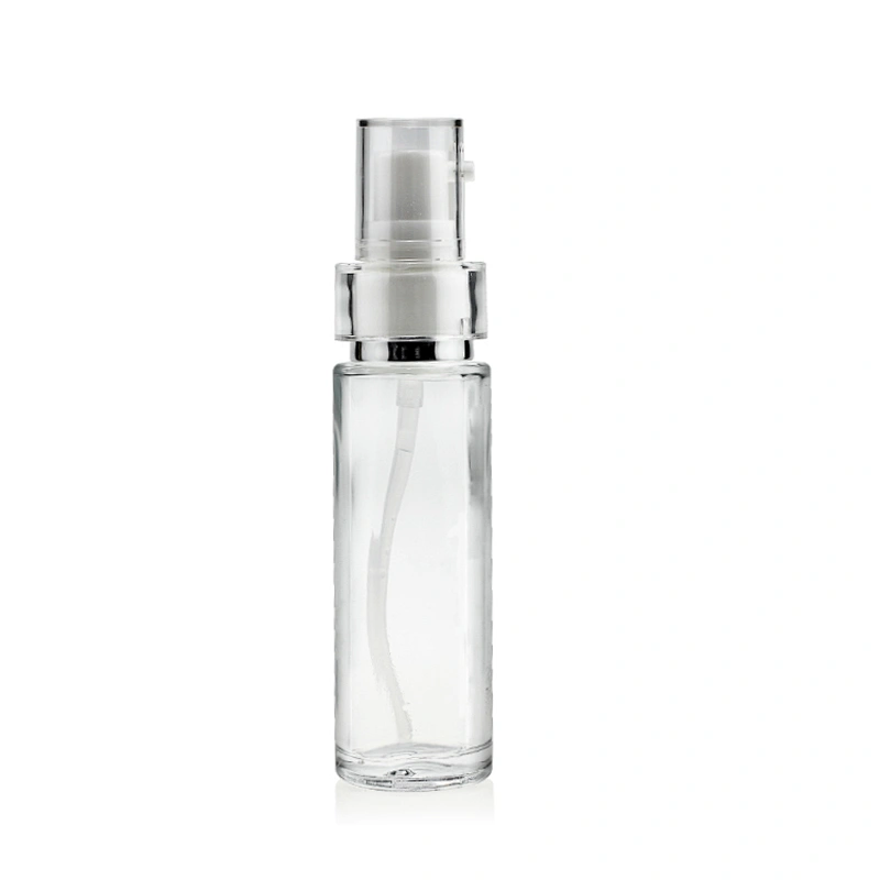 Pump For Makeup 43ml Glass Foundation Cosmetics Packaging Straight Round Clear Empty bottle