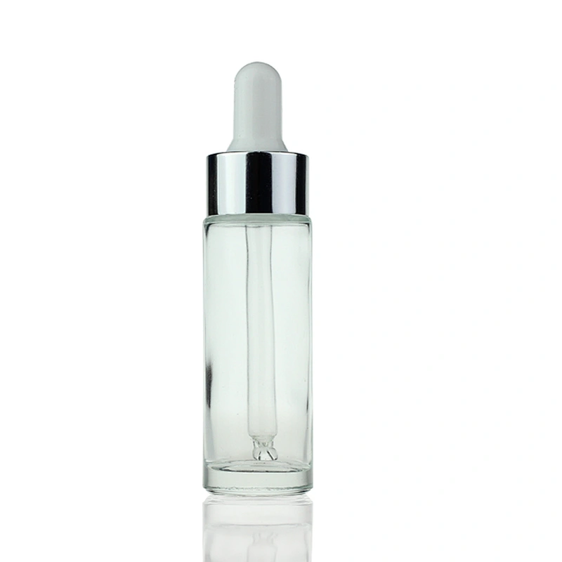 Wholesale 18ml Empty Clear Beauty Skin Care Cream Cosmetic Packaging Glass Serum Bottle Dropper Body Care Rubber Dropper