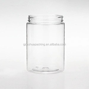 300ml PET transparent packaging cosmetic and food jar with white and black screw cap