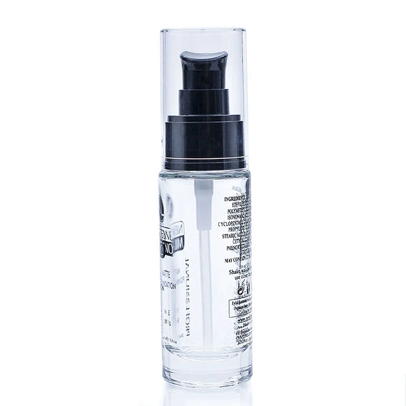 30ml Luxury cosmetic packaging printing Straight round clear empty Lotion Bottle Glass Liquid Foundation bottles Pump