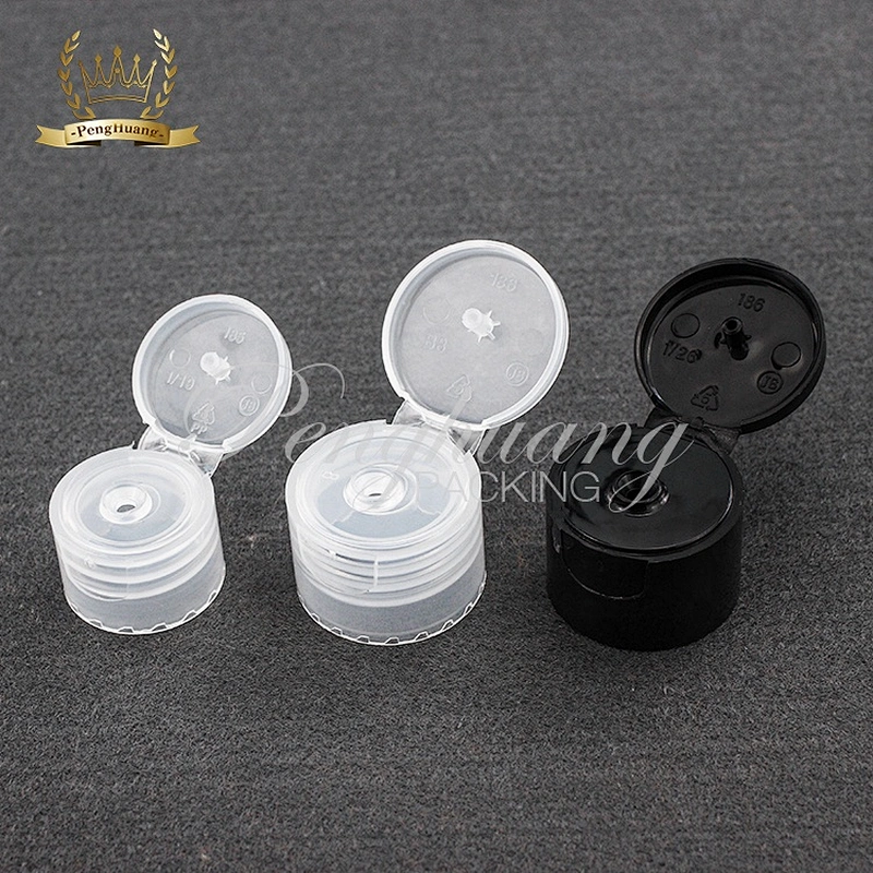 China 24/410 plastic flip top cap transparent screw plastic caps for screws in stock PET caps OEM ODM Supplier