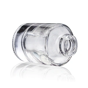 cosmetic packaging 15ml clear empty lotion foundation glass bottle with pump plastic black cap cosmetic boxes wholesale