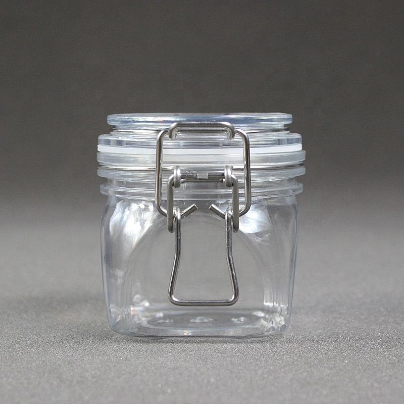 Spot airtight 220ml 7.33oz  PET square shape cans plastic kilner jar seal lock lid jar Canning Jar for skin care cream
