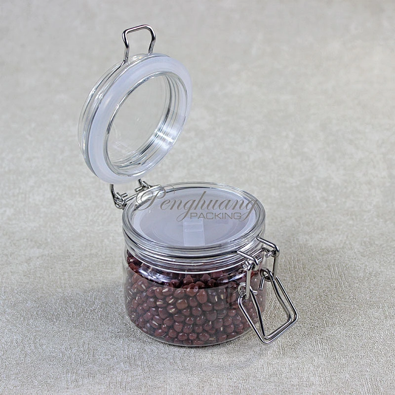 Hot Style Glasslike Wire Bail Jar 300ml Plastic  Food Grade PET Plastic Cookie Jars Wholesale
