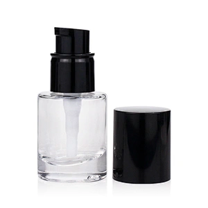 cosmetic packaging 15ml clear empty lotion foundation glass bottle with pump plastic black cap cosmetic boxes wholesale