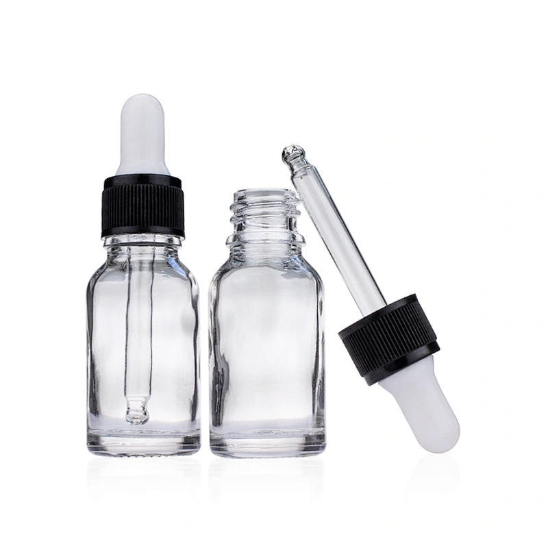 15ml/0.5oz Empty Refill Portable Clear Glass Dropper Bottle with Eye Dropper