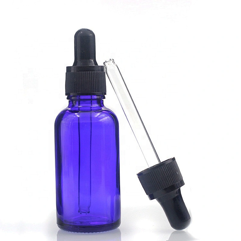 1oz (30ml)  Glass Blue Bottles with Glass Droppers for Essential Oils, Chemical Lab,Homemade, Wedding Decor-24 Color Labels