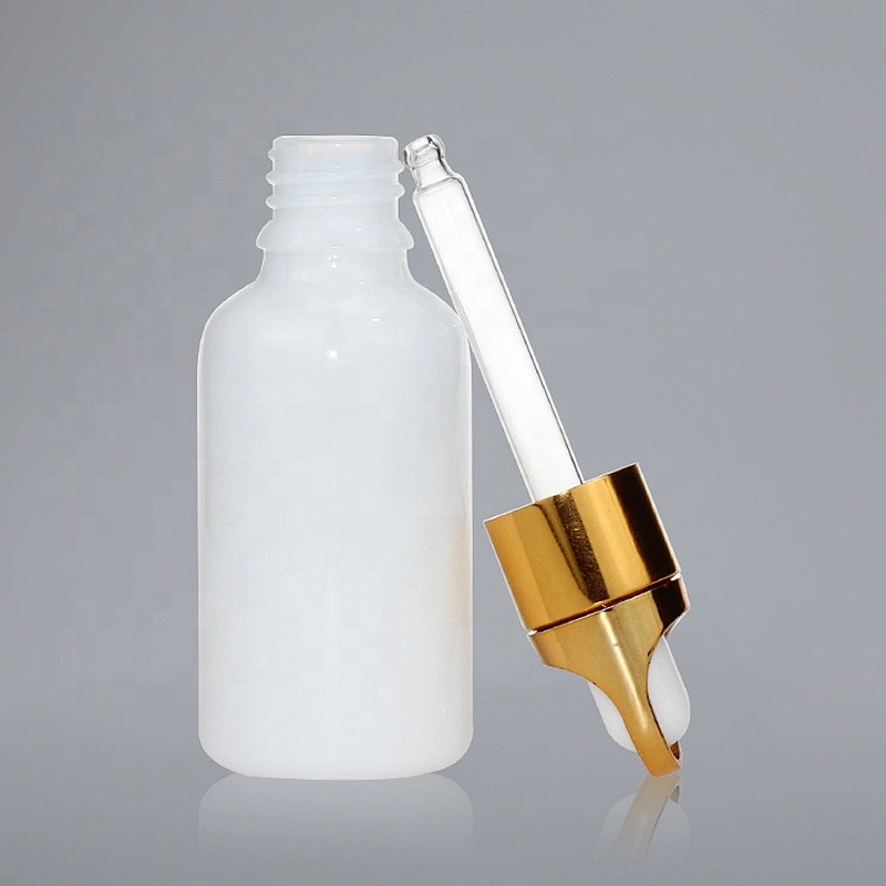 Factory wholesale High quality cosmetic white porcelain dropper bottle 30 ml glass eye dropper bottle