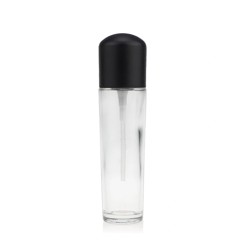 Luxury straight round 40ml cosmetics packaging glass liquid foundation bottle with beauty pump makeup boxes wholesale