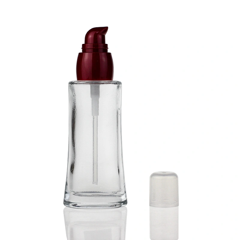 cosmetic packaging 40ml 1oz mpty Popular  Makeup Foundation Bottle With Red Pump