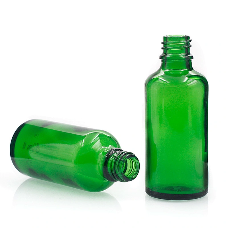 Manufacturers hot sale green color  50ml bottles for essential oils with Glass Dropper