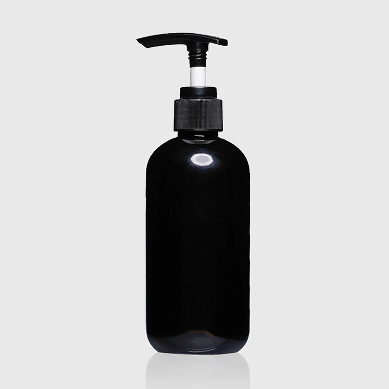 250ml Recycling Empty Black Plastic PET Lotion Pump Shampoo Bottle 8 oz Plastic Bottle With Pump