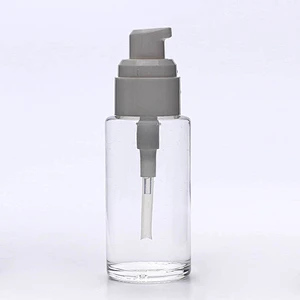 luxury Popular 40ml  clear round shape foundation glass cosmetic bottles plastic acrylic cap