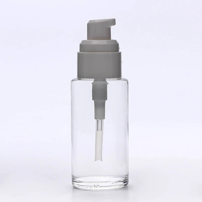 luxury Popular 40ml  clear round shape foundation glass cosmetic bottles plastic acrylic cap
