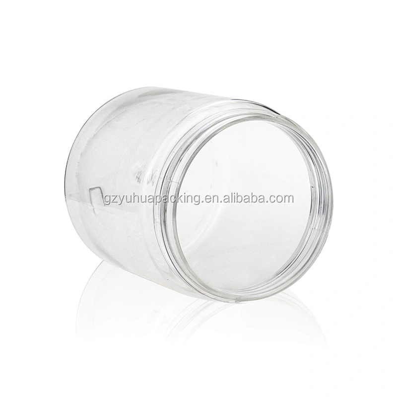 250ml Transparent PET plastic bottle for cosmetic and food candy with black lids