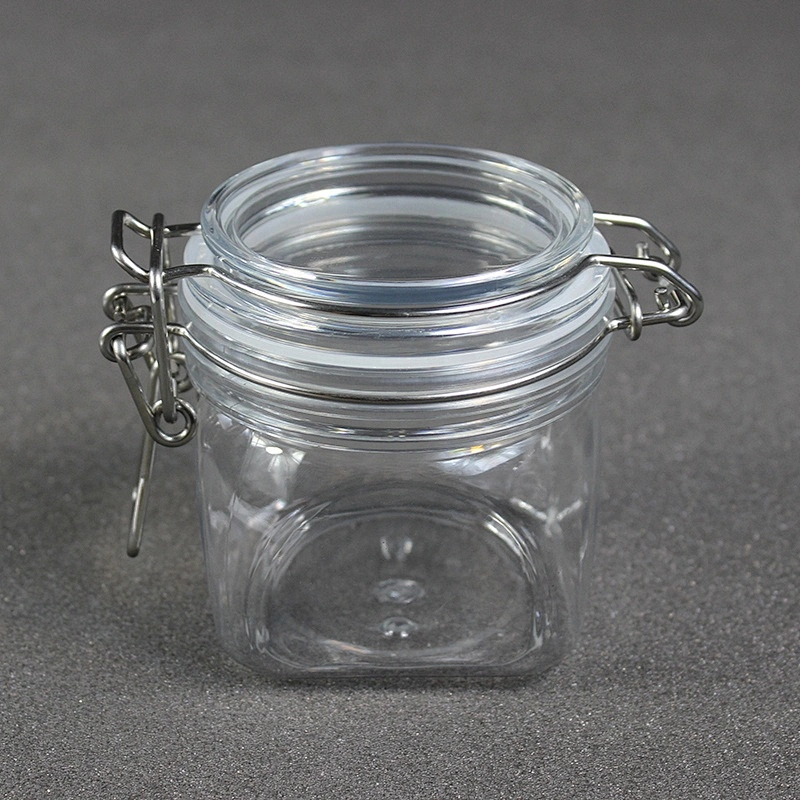 Spot airtight 220ml 7.33oz  PET square shape cans plastic kilner jar seal lock lid jar Canning Jar for skin care cream