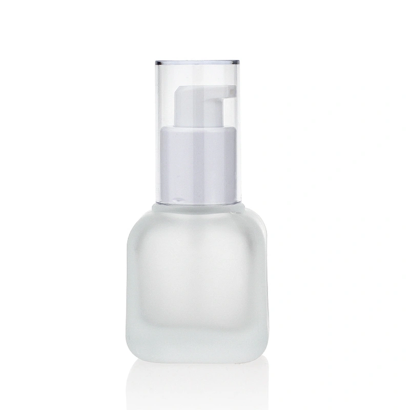 30ml serum cosmetic foundation liquid glass bottle packaging frosted lotion bottle with clear cap