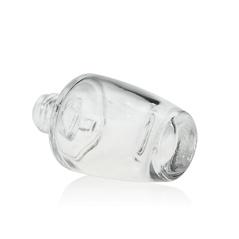 Luxury Cosmetics Packaging Straight Round 30ml Glass Foundation Bottle with Beauty Pump