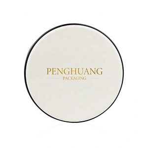 Custom logo luxury round empty black loose powder box makeup packaging case with mirror