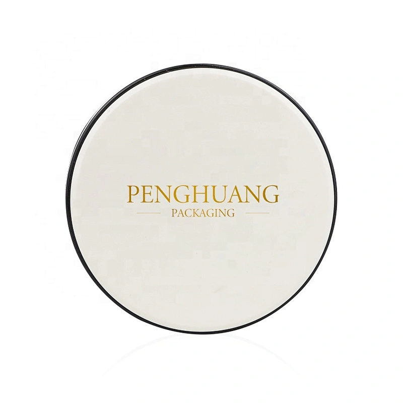 Custom logo luxury round empty black loose powder box makeup packaging case with mirror