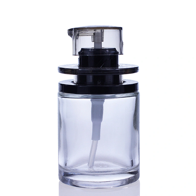 Luxury Special Cosmetics Packaging Round Shape Unique clear Glass bottle Empty Liquid Foundation Bottle 30ml