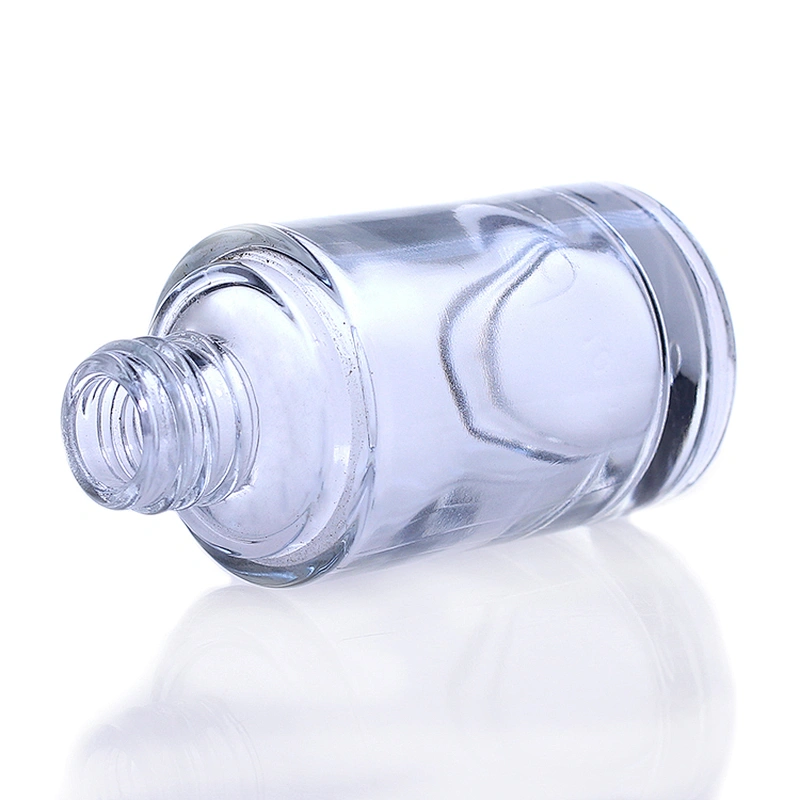 luxury cosmetic packaging Empty 30ml Clear Glass Liquid Foundation Bottle Round dropper Container Wholesale
