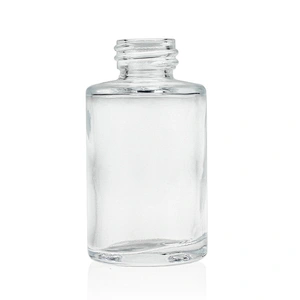 Luxury Cosmetics Packaging Straight Round Clear Frosted 30ml Glass Foundation Bottle with Pink Pump Empty For Cosmetic Packaging