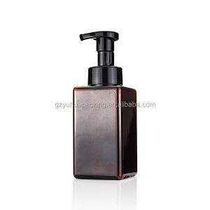 Square Amber 400ml Foaming Soap Pump Bottle Facial Cleanser Plastic Foam Pump Bottles