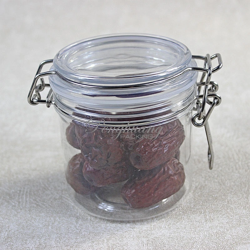 Hot Style Glasslike Wire Bail Jar 450ml Plastic  Food Grade PET Plastic Cookie Jars Wholesale from China