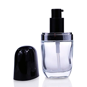 Luxury Cosmetics Packaging Round Custom Unique Shape Glass Cosmetics Empty Liquid Foundation Bottle 30ml
