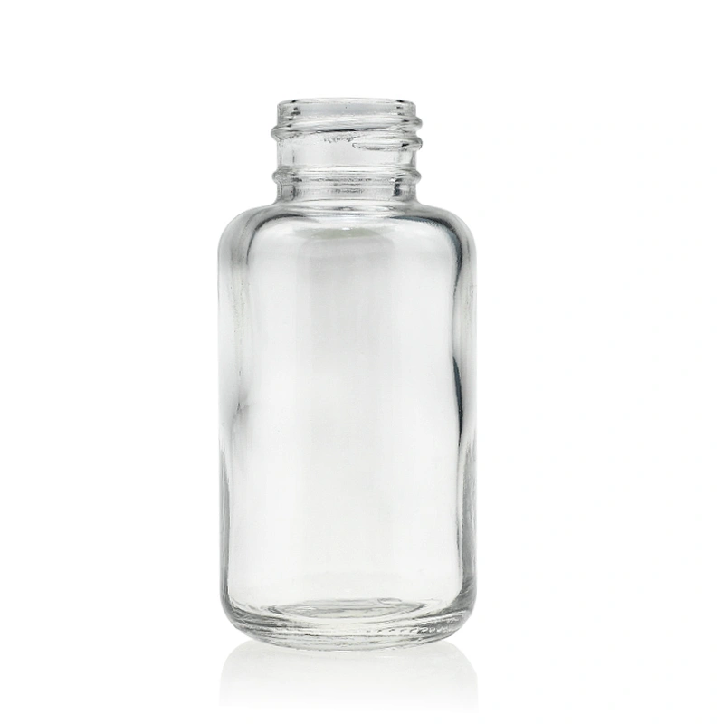 Empty Gold For Pump For Makeup 50ml Glass Foundation Cosmetics Packaging Straight Round Clear Frosted bottle