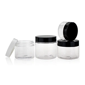 120ml transperate  pet cream and food jar container with black and white lid