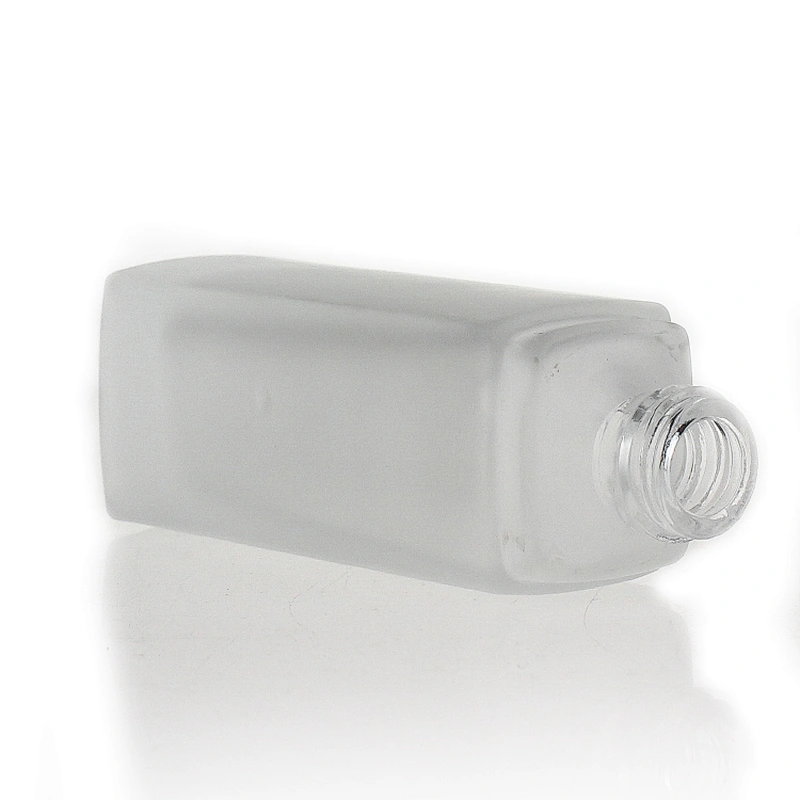 30ml frosted empty square bottle liquid lotion glass foundation bottle with Dropper pump black cap