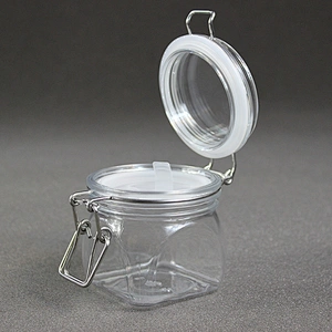 Hot Style Glasslike Wire Bail Jar 220ml Plastic  Food Grade PET Plastic Cookie Jars Wholesale from China