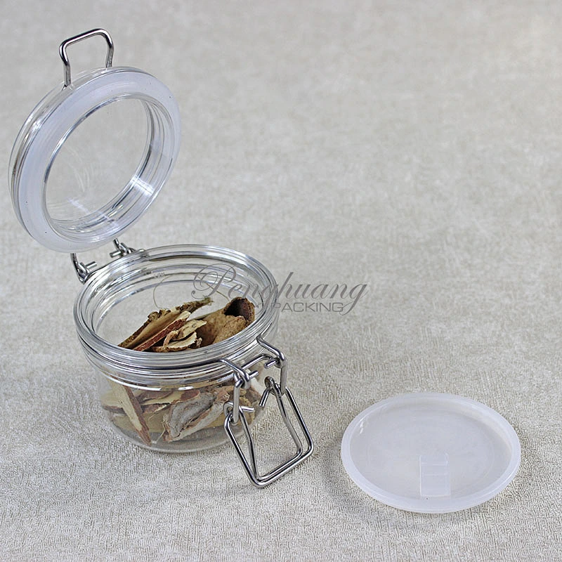Spot airtight PET 120g  unbreakable smooth body pyramid clip top jar for body Scrub skin care cream/ canned food