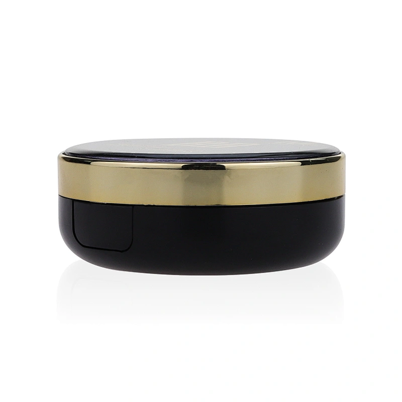 Custom logo luxury round empty black loose air foundation makeup packaging case with mirror