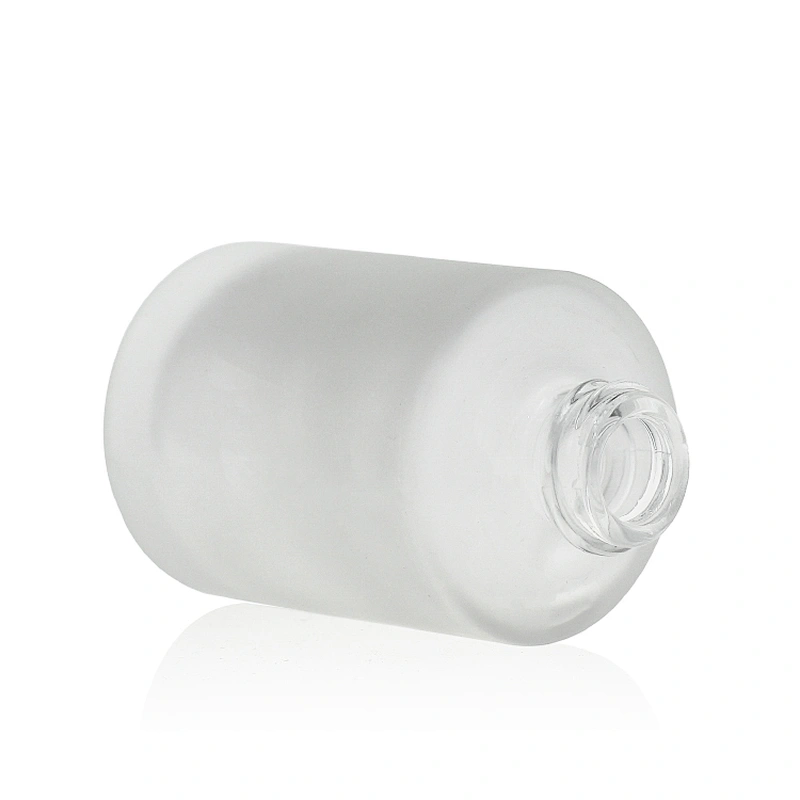 30ml Glass Foundation Cosmetics Packaging with squeeze pump Round frosted liquid Clear makeup Empty bottle wholesale