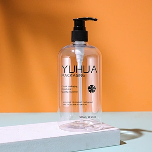 boston round empty plastic bottle 250ml 300 ml 500ml clear plastic Shampoo PET personal care body wash container OEM supplier