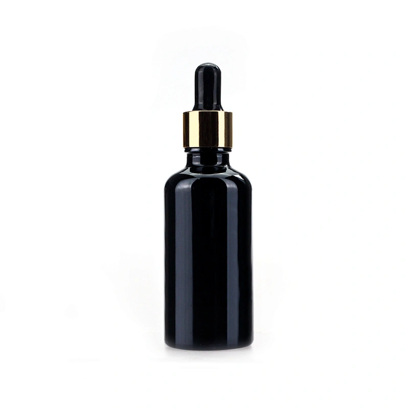 50ml  Black Glass Dropper Pipette Bottle customized Essential Oil Cosmetic Bottle