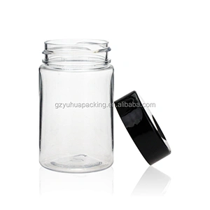 120ml PET transparent packaging cosmetic and food jar with white and black lid