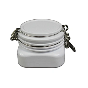 Spot airtight PET 50ml square shape cans white plastic  jar tea canned food container