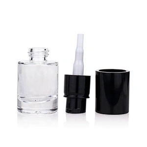 cosmetic packaging 15ml clear empty lotion foundation glass bottle with pump plastic black cap cosmetic boxes wholesale
