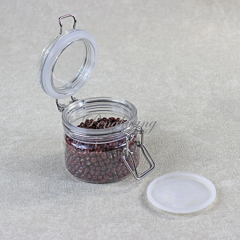 Hot Style Glasslike Wire Bail Jar 300ml Plastic  Food Grade PET Plastic Cookie Jars Wholesale