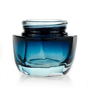 Glass jar 50g Custom color clear Gradient cyan-bule Face Cream Jars Cosmetic Packaging Set for Skin Care Good Jar